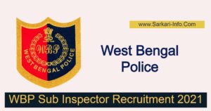 WBP Sub Inspector Recruitment 2021