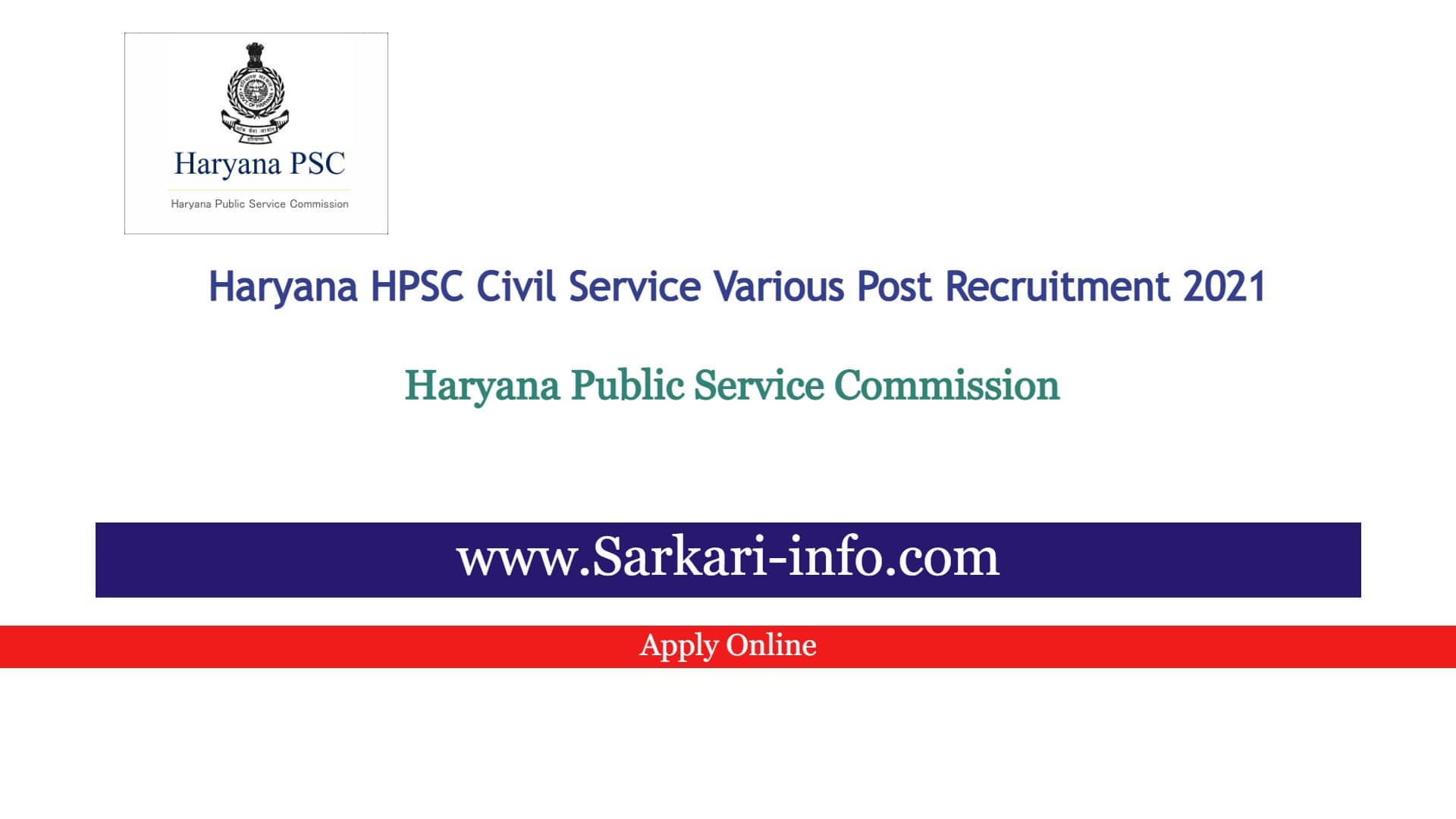 Haryana HPSC Civil Service Recruitment 2024 hpsc.gov.in Sarkari Info