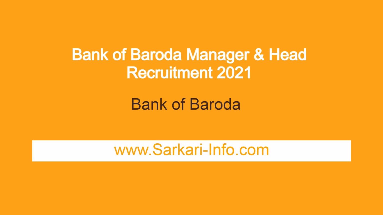 Bank of Baroda Recruitment 2024 BOB Manager & Head Sarkari Info