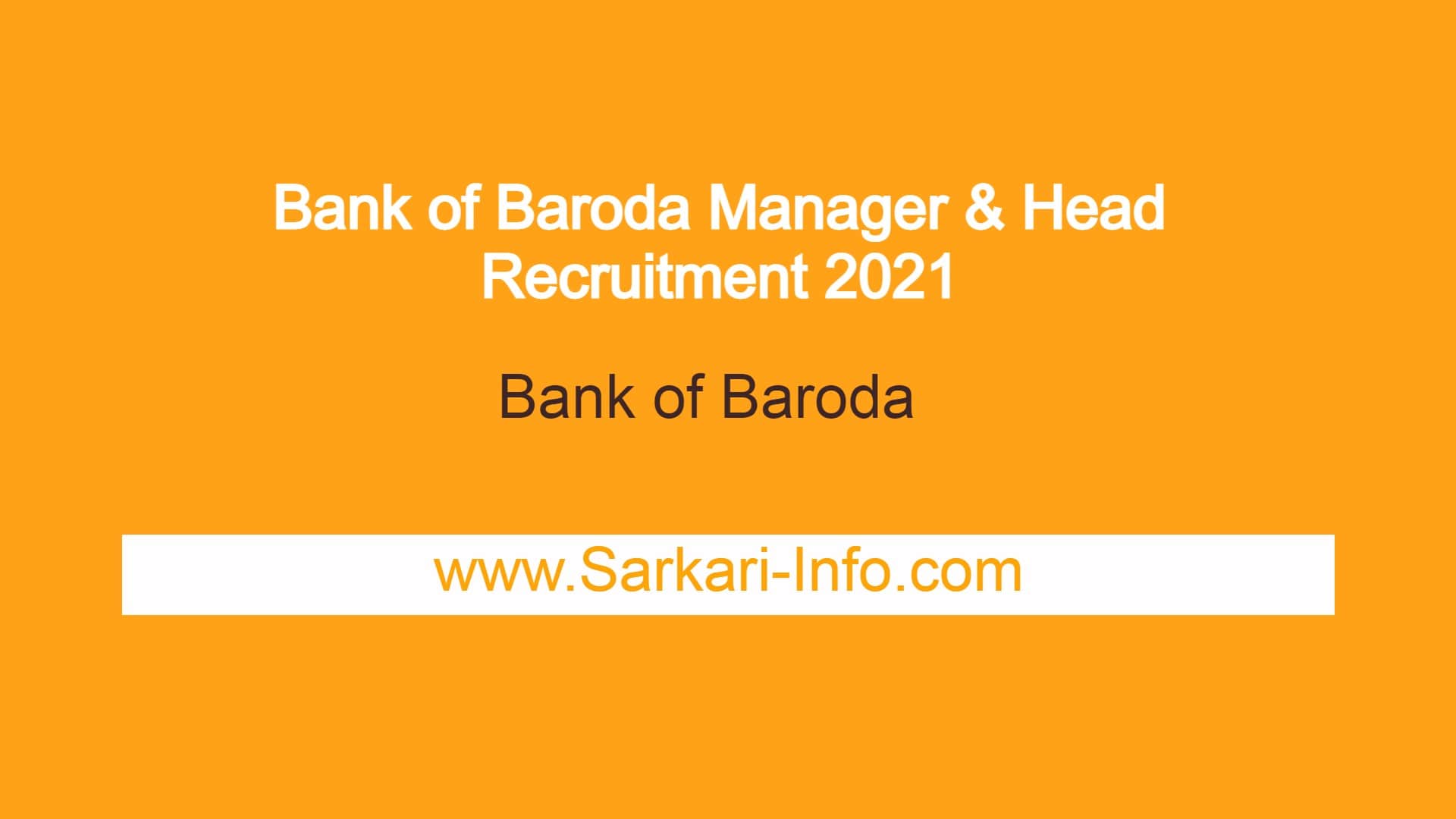 Bank Of Baroda Recruitment 2023 | BOB Manager & Head - Sarkari Info