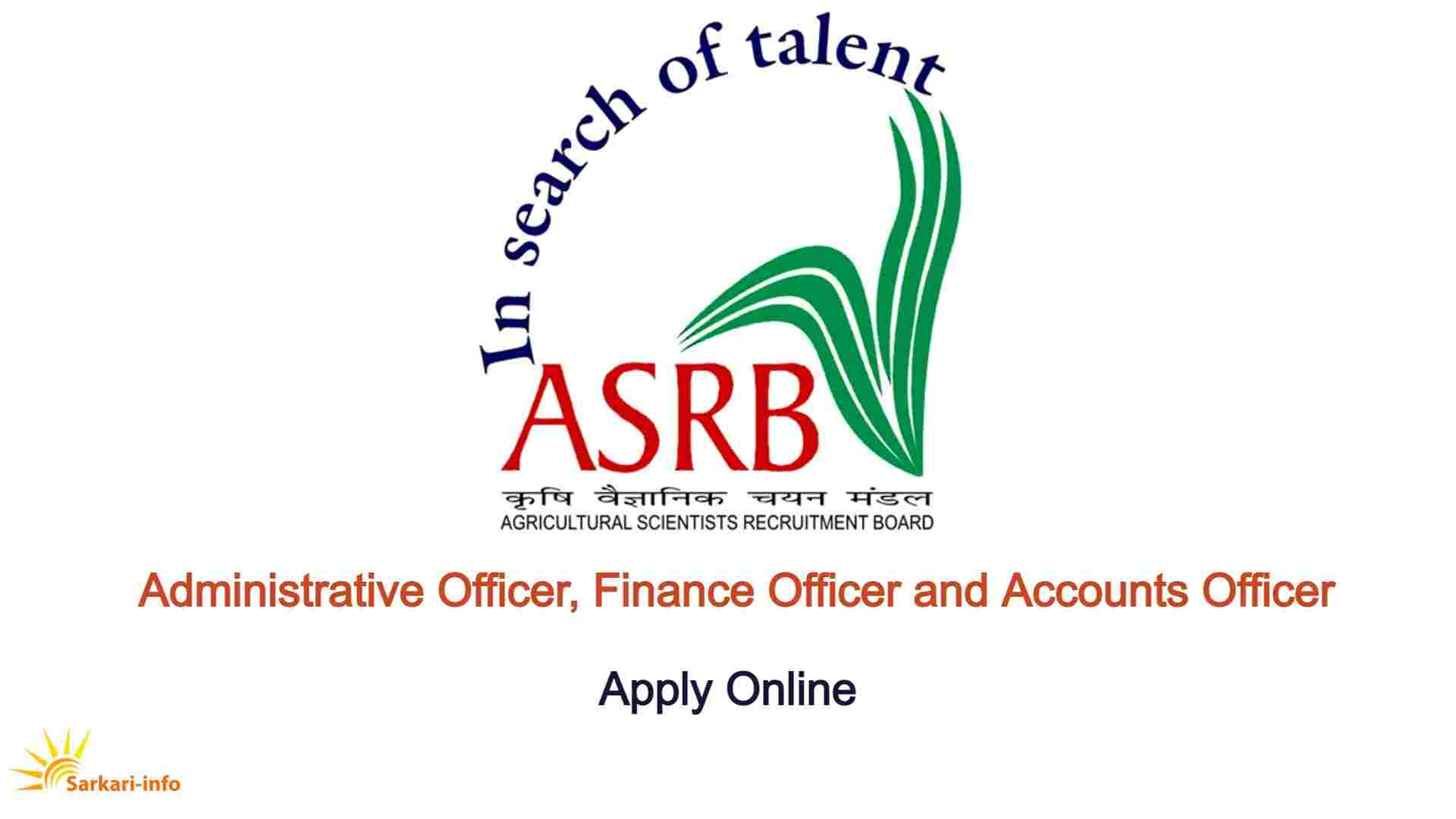 ASRB AO & Finance Recruitment 2022 Apply Online @asrb.org.in - Sarkari Info