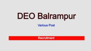 DEO Balrampur Recruitment 