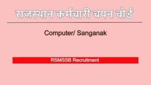 RSMSSB Computer Recruitment 