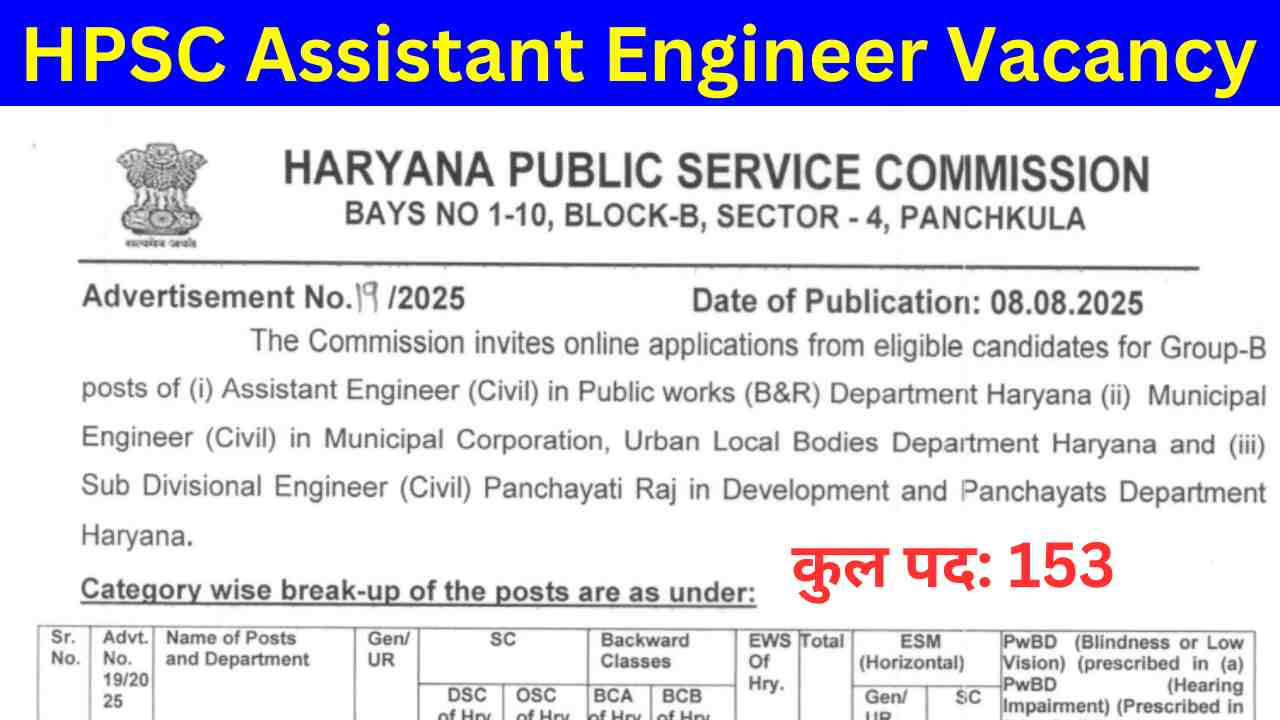 HPSC Assistant Engineer Vacancy