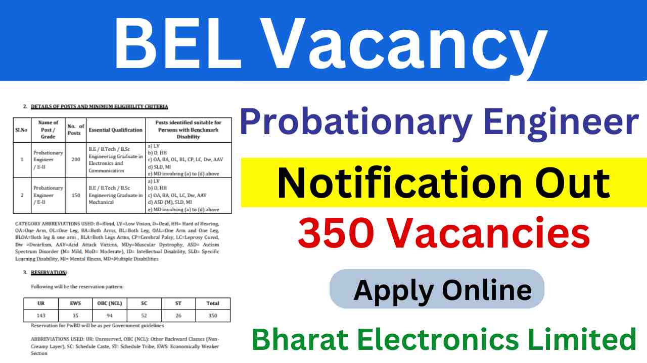 BEL Probationary Engineer Vacancy