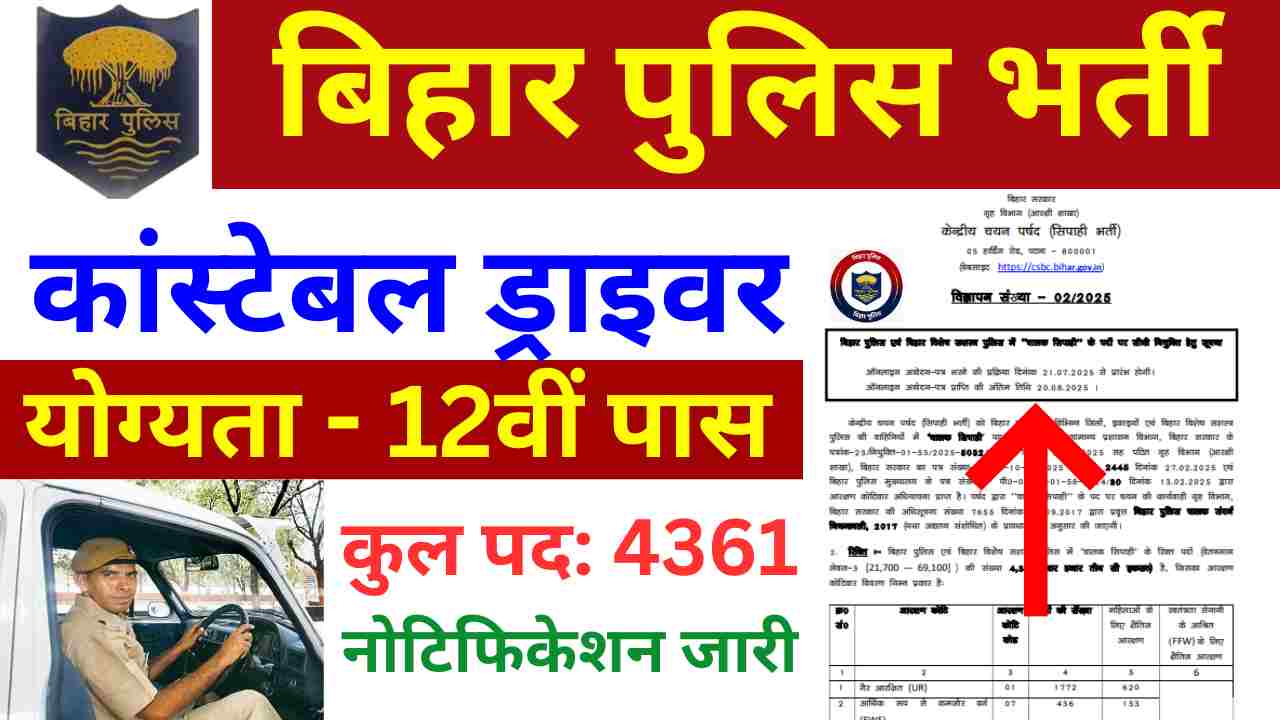 Bihar Police Constable Driver Vacancy