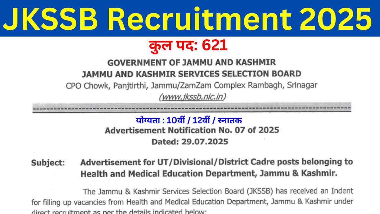 JKSSB Health and Medical Education Vacancy