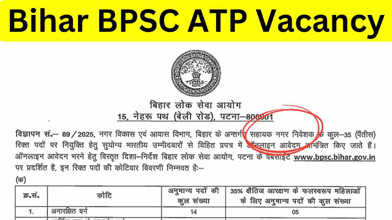 Bihar BPSC Assistant Town Planner Vacancy