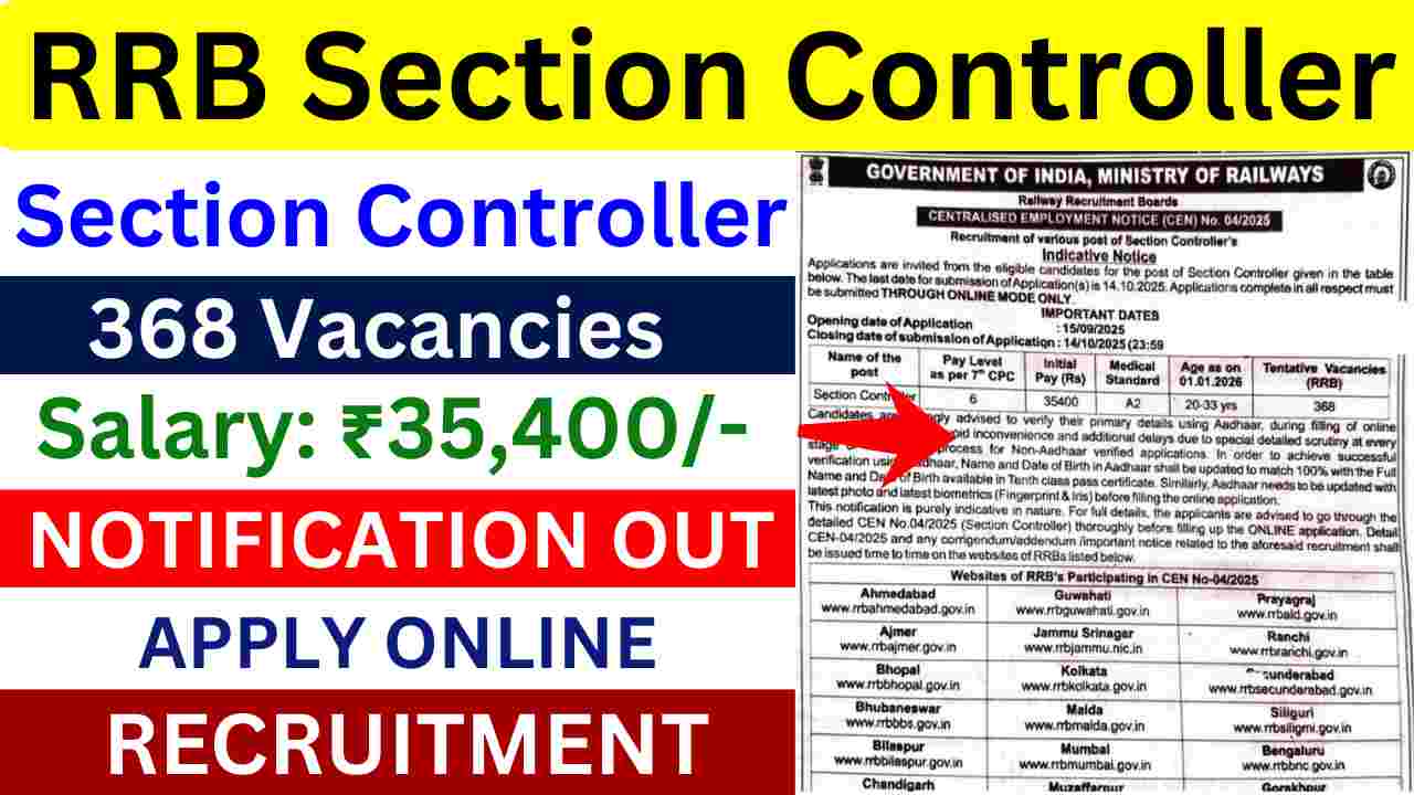 RRB Section Controller Vacancy