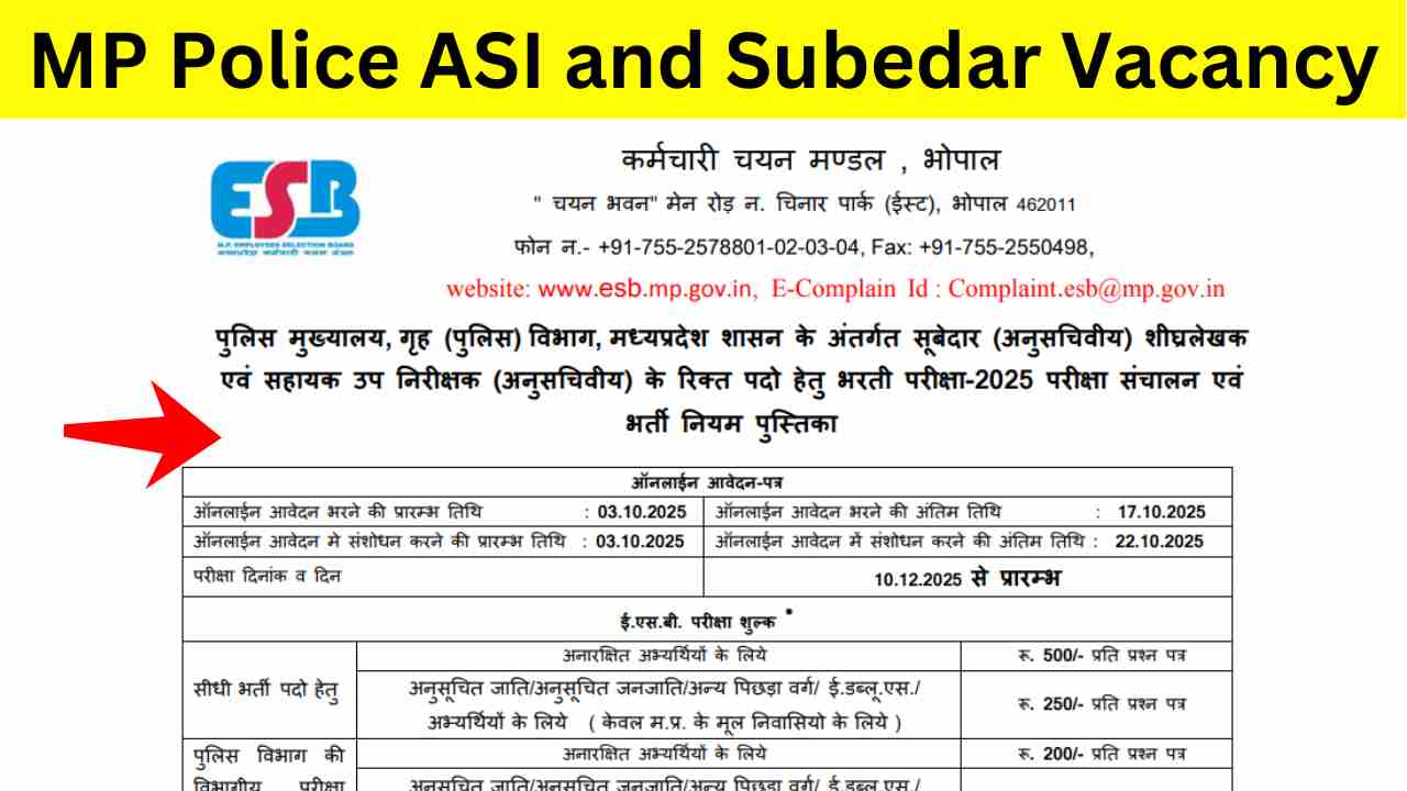 MP Police ASI and Subedar Vacancy